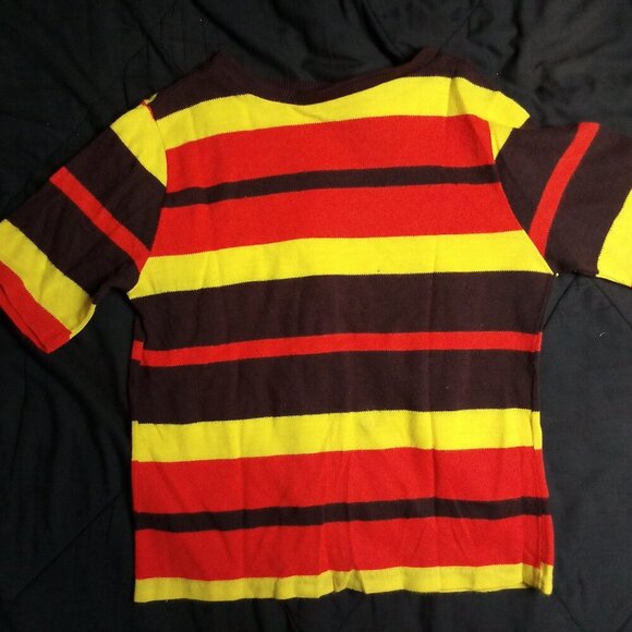 Vintage 70s Striped Knit Short Sleeve Sweater Shirt - Picture 1 of 5